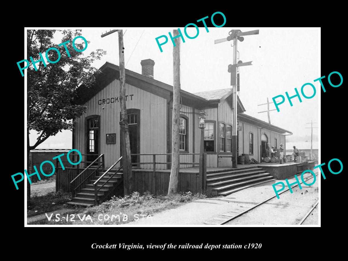 OLD LARGE HISTORIC PHOTO OF CROCKETT VIRGINIA, THE RAILROAD DEPOT 