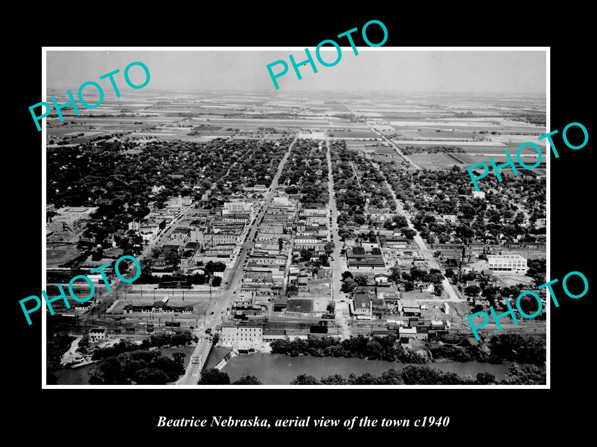 OLD LARGE HISTORIC PHOTO BEATRICE NEBRASKA AERIAL VIEW OF THE