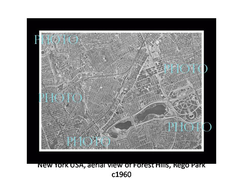 OLD LARGE HISTORIC PHOTO NEW YORK USA, AERIAL VIEW FOREST HILLS REGO PARK c1960