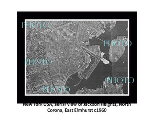 OLD LARGE HISTORIC PHOTO NEW YORK USA, AERIAL VIEW CORONA ELMHURST J/H c1960