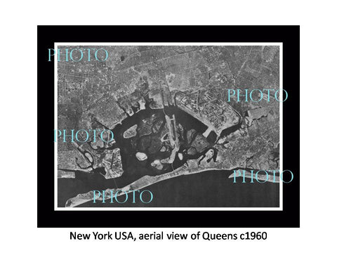 OLD LARGE HISTORIC PHOTO NEW YORK USA, AERIAL VIEW OF QUEENS c1960