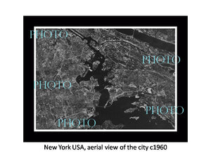 OLD LARGE HISTORIC PHOTO NEW YORK USA, AERIAL VIEW OF THE CITY c1960