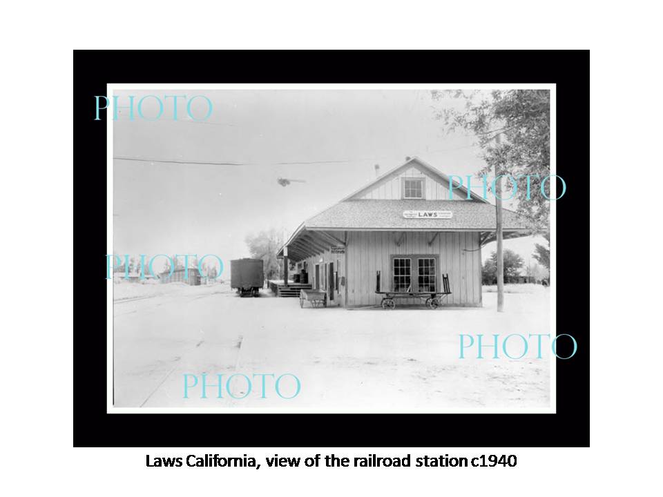 OLD LARGE HISTORIC PHOTO LAWS CALIFORNIA, VIEW OF THE RAILROAD STATION c1940