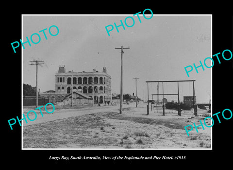 OLD LARGE HISTORIC PHOTO LARGS BAY SOUTH AUSTRALIA, THE HOTEL & BEACH c1915