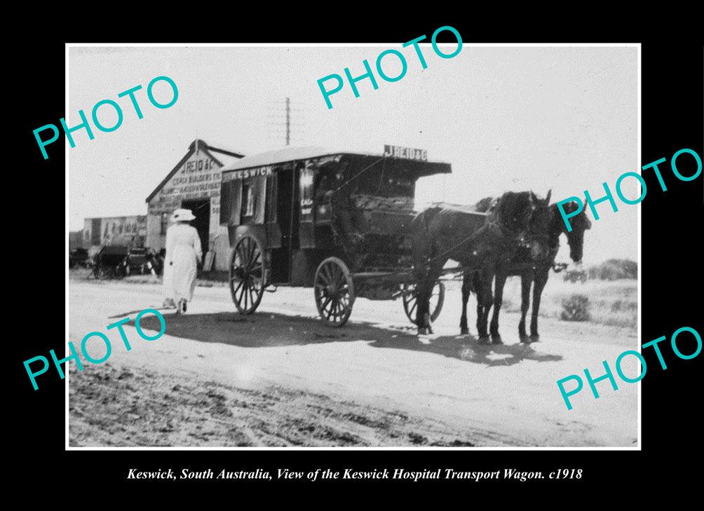 OLD LARGE HISTORIC PHOTO KESWICK SOUTH AUSTRALIA, THE HOSPITAL WAGON 1918