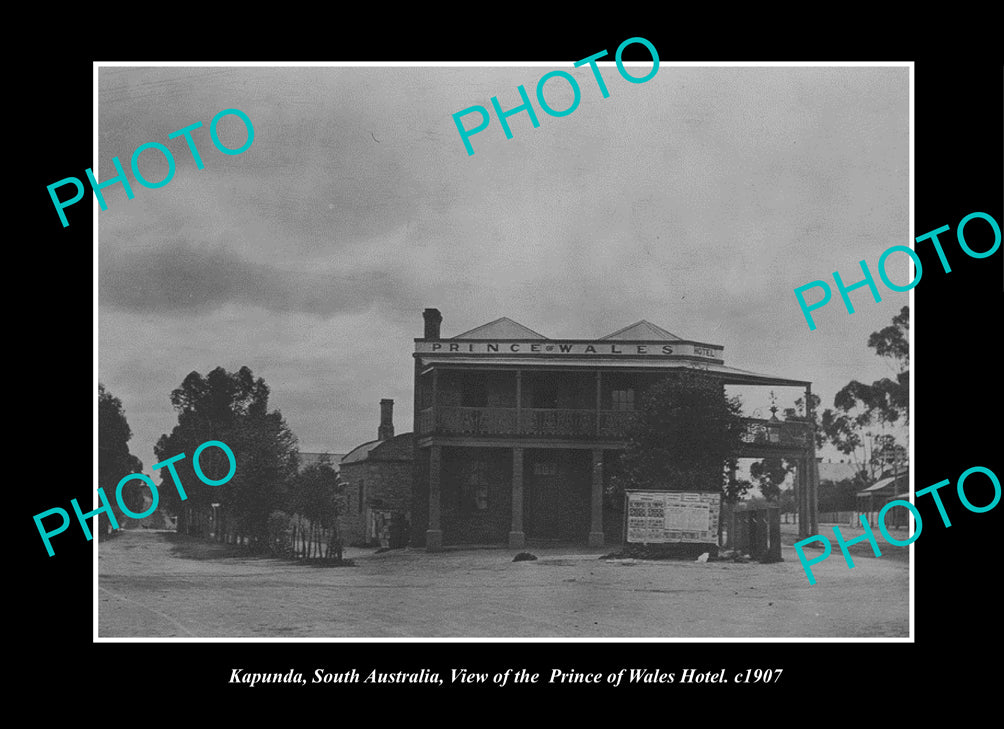 OLD LARGE HISTORIC PHOTO KAPUNDA SOUTH AUSTRALIA, PRINCE OF WALES HOTEL c1907