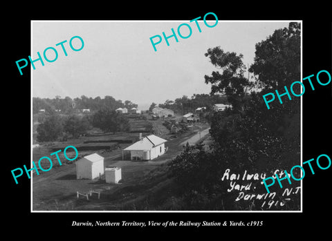 OLD LARGE HISTORIC PHOTO DARWIN NT, THE RAILWAY STATION & YARD c1915