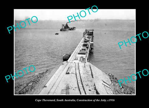 OLD LARGE HISTORIC PHOTO THEVENARD SOUTH AUSTRALIA, VIEW OF THE JETTY c1916