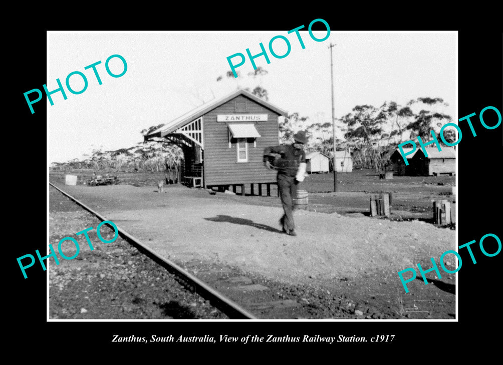 OLD LARGE HISTORIC PHOTO ZANTHUS SOUTH AUSTRALIA, THE RAILWAY STATION c1917