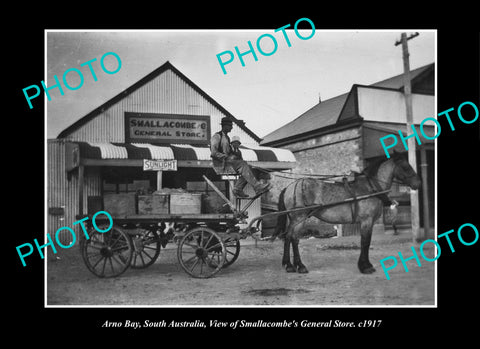 OLD LARGE HISTORIC PHOTO ARNO BAY SOUTH AUSTRALIA, THE SMALLACOMBE STORE c1917