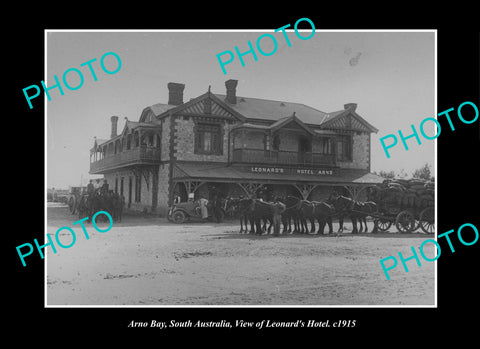 OLD LARGE HISTORIC PHOTO ARNO BAY SOUTH AUSTRALIA, THE LEONARDS HOTEL c1915