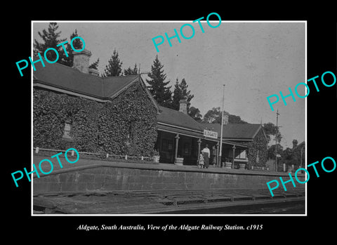 OLD LARGE HISTORIC PHOTO ALDGATE SOUTH AUSTRALIA, THE RAILWAY STATION c1915