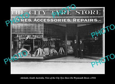 OLD LARGE HISTORIC PHOTO ADELAIDE SOUTH AUSTRALIA, THE CITY TYRE STORE c1916