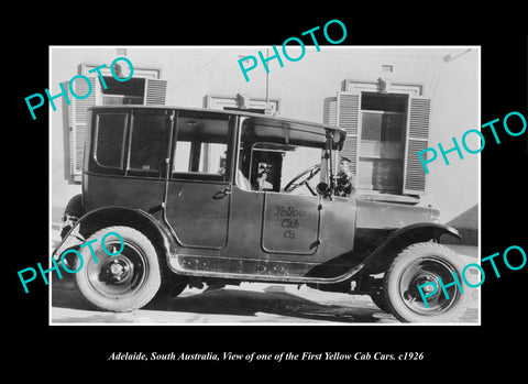 OLD LARGE HISTORIC PHOTO ADELAIDE SOUTH AUSTRALIA, THE FIRST YELLOW CAB c1926