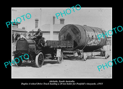OLD LARGE HISTORIC PHOTO ADELAIDE SOUTH AUSTRALIA, THE PENFOLDS WINE BOILER 1915