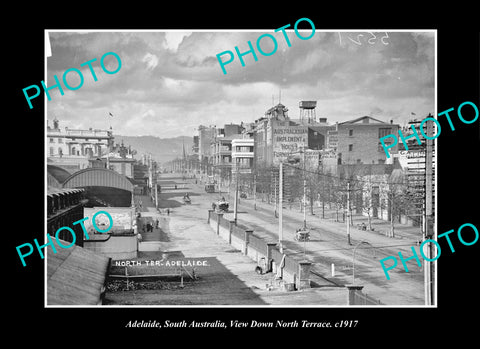 OLD LARGE HISTORIC PHOTO ADELAIDE SOUTH AUSTRALIA, VIEW OF NORTH TERRACE c1917