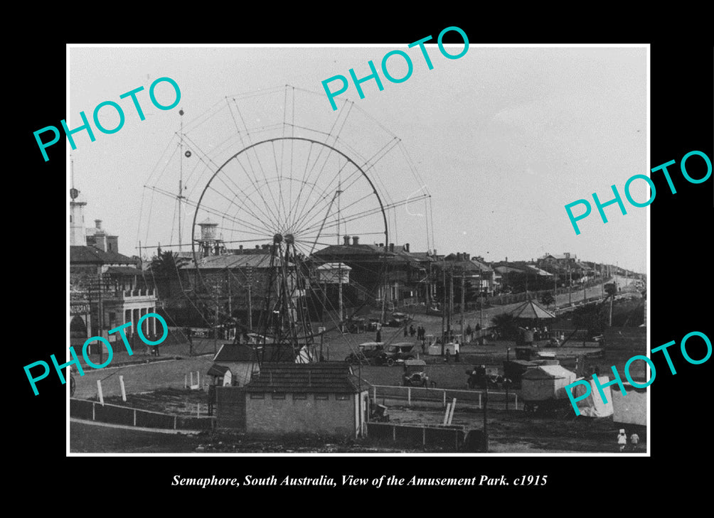 OLD LARGE HISTORIC PHOTO SEMAPHORE SOUTH AUSTRALIA, THE AMUSEMENT PARK c1915