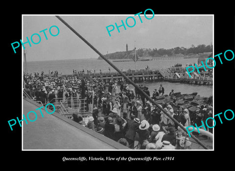 OLD LARGE HISTORIC PHOTO QUEENSCLIFFE VICTORIA, VIEW OF THE PIER c1914 1