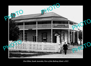 OLD LARGE HISTORIC PHOTO PORT ELLIOT SOUTH AUSTRALIA, THE RAILWAY HOTEL c1915