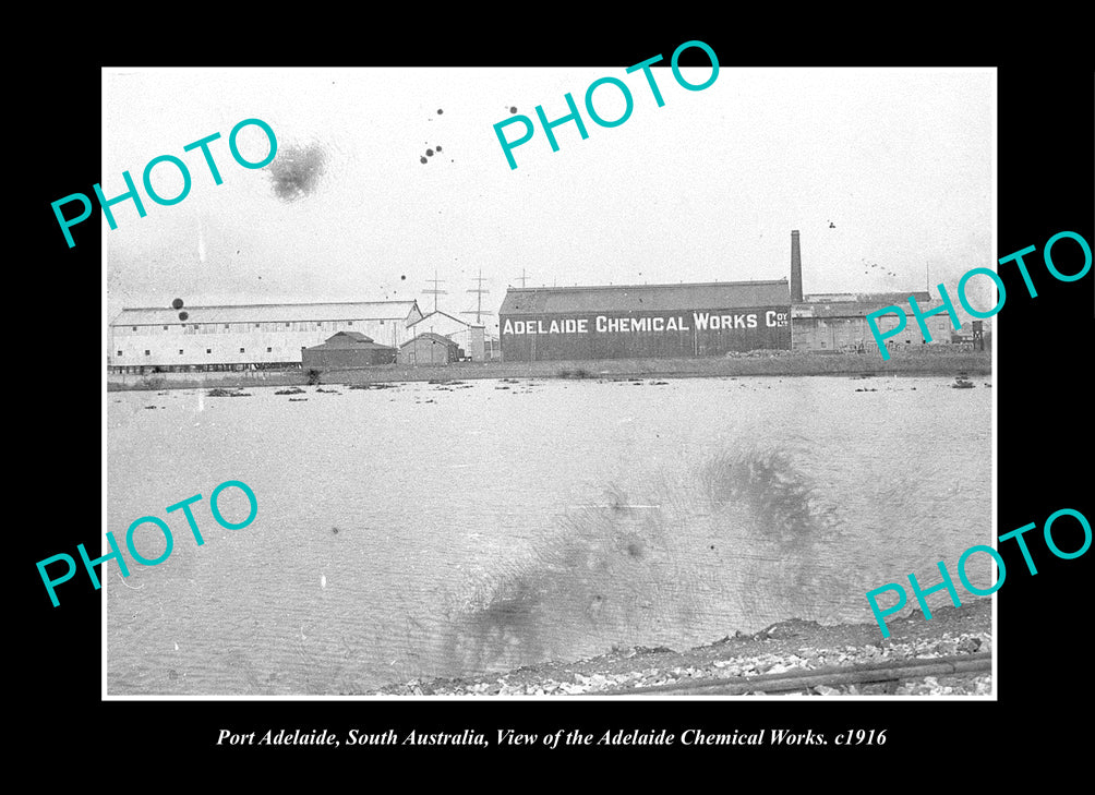 OLD LARGE HISTORIC PHOTO PORT ADELAIDE SOUTH AUSTRALIA, THE CHEMICAL WORKS c1916