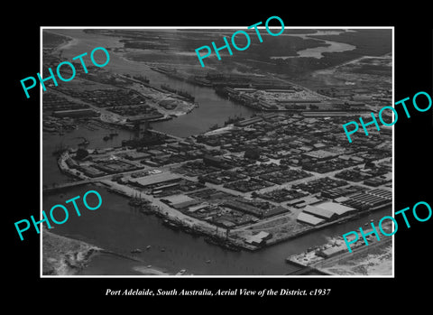 OLD LARGE HISTORIC PHOTO PORT ADELAIDE SOUTH AUSTRALIA DISTRICT AERIAL VIEW 1937