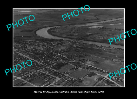 OLD LARGE HISTORIC PHOTO MURRAY BRIDGE SOUTH AUSTRALIA, AERIAL VIEW 1935