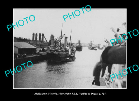 OLD LARGE HISTORIC PHOTO MELBOURNE VICTORIA, THE TSS WARILDA AT DOCK c1914
