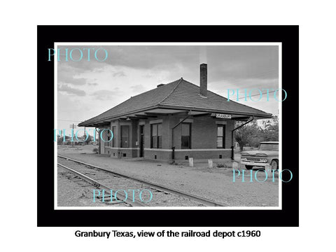 OLD LARGE HISTORIC PHOTO OF GRANBURY TEXAS, THE RAILROAD DEPOT STATION c1960 1