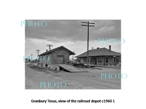 OLD LARGE HISTORIC PHOTO OF GRANBURY TEXAS, THE RAILROAD DEPOT STATION c1960 2