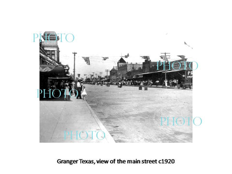 OLD LARGE HISTORIC PHOTO OF GRANGER TEXAS, VIEW OF THE MAIN STREET c1920