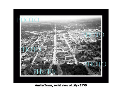 OLD LARGE HISTORIC PHOTO OF AUSTIN TEXAS, AERIAL VIEW OF THE CITY c1950 1