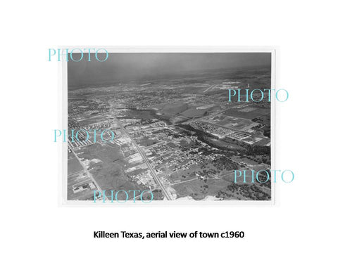 OLD LARGE HISTORIC PHOTO OF KILLEEN TEXAS, AERIAL VIEW OF THE TOWN c1960 1