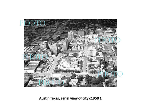 OLD LARGE HISTORIC PHOTO OF AUSTIN TEXAS, AERIAL VIEW OF THE CITY c1950 2