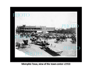 OLD LARGE HISTORIC PHOTO OF MEMPHIS TEXAS, VIEW OF THE TOWN CENTRE c1910