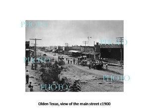 OLD LARGE HISTORIC PHOTO OF OLDEN TEXAS, VIEW OF THE MAIN STREET c1900