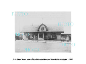 OLD LARGE HISTORIC PHOTO OF POTTSBORO TEXAS, VIEW OF THE RAILROAD DEPOT c1930 1