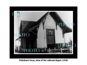 OLD LARGE HISTORIC PHOTO OF POTTSBORO TEXAS, VIEW OF THE RAILROAD DEPOT c1930 2