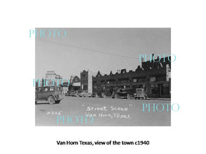 OLD LARGE HISTORIC PHOTO OF VAN HORN TEXAS, VIEW OF THE TOWN c1940