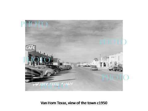 OLD LARGE HISTORIC PHOTO OF VAN HORN TEXAS, VIEW OF THE TOWN c1950 1