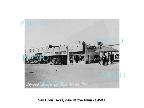 OLD LARGE HISTORIC PHOTO OF VAN HORN TEXAS, VIEW OF THE TOWN c1950 2