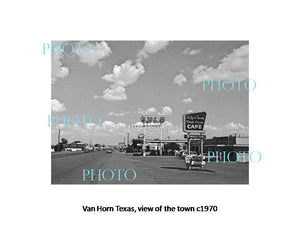 OLD LARGE HISTORIC PHOTO OF VAN HORN TEXAS, VIEW OF THE TOWN c1970