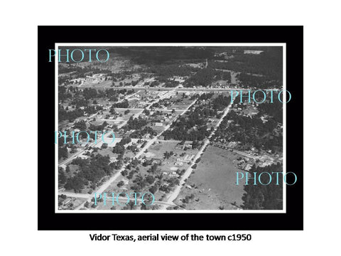 OLD LARGE HISTORIC PHOTO OF VIDOR TEXAS, AERIAL VIEW OF THE TOWN c1950