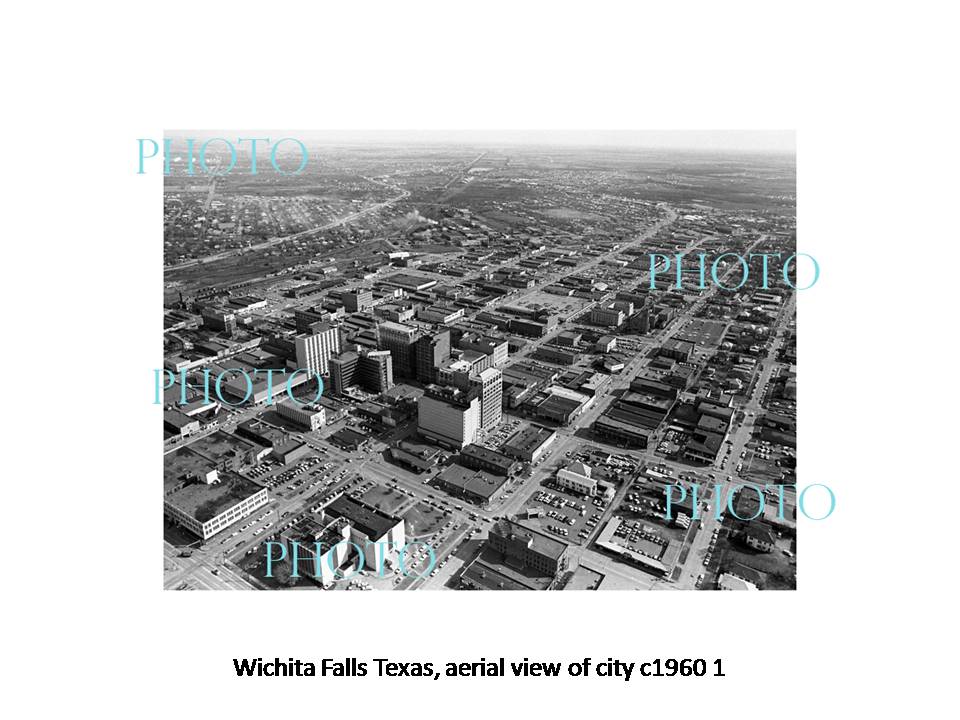 OLD LARGE HISTORIC PHOTO OF WICHITA FALLS TEXAS, VIEW OF THE CITY c1960 2