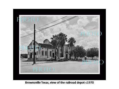 OLD LARGE HISTORIC PHOTO OF BROWNSVILLE TEXAS, THE RAILROAD DEPOT STATION c1970