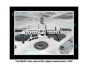 OLD LARGE HISTORIC PHOTO OF FORT WORTH TEXAS, THE AIRPORT CONTROL TOWER c1940