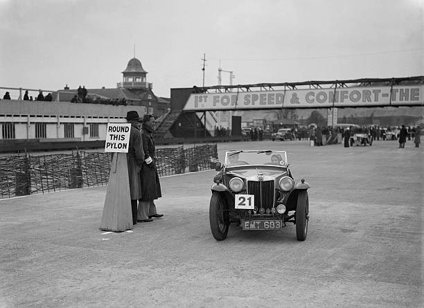 OLD LARGE PHOTO Motor Racing MG TA competing in the JCC Rally Brooklands Surrey 1939