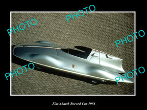 OLD LARGE HISTORIC PHOTO OF 1956 FIAT ABARTH RECORD CAR LAUNCH PRESS PHOTO