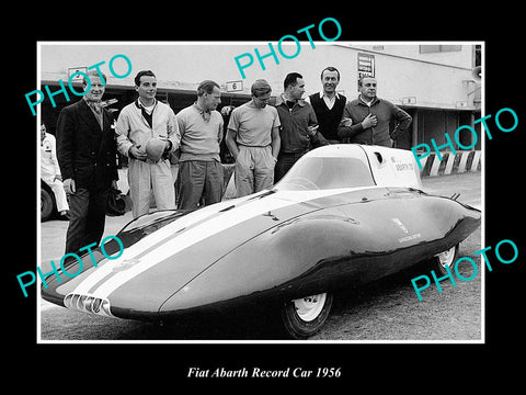 OLD LARGE HISTORIC PHOTO OF 1956 FIAT ABARTH RECORD CAR LAUNCH PRESS PHOTO 1