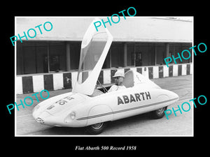 OLD LARGE HISTORIC PHOTO OF 1956 FIAT ABARTH RECORD CAR LAUNCH PRESS PHOTO 2