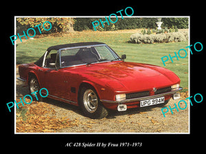 OLD LARGE HISTORIC PHOTO OF 1971 AC 428 SPIDER II CAR LAUNCH PRESS PHOTO